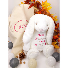 Grande peluche "lapin" brodée